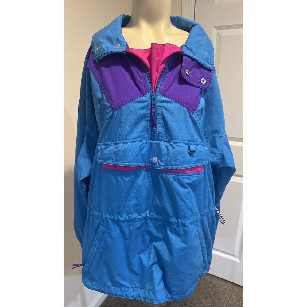 Vintage 80s Helly Hansen Windbreaker Pullover Jacket Sz L Color Block Pockets